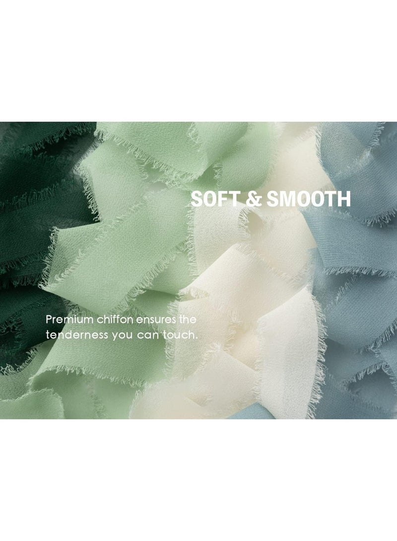 ChicAbode شريط حريري شيفون مقاس 1.18 بوصة × 49.5 ياردة، مجموعة شرائط بألوان متنوعة، 5.5 ياردة × 9 لفات من القماش المهدب، شرائط صديقة للبيئة، لدعوات الزفاف، باقات الزفاف، تغليف الهدايا وصنع الأقواس الزخرفية - Image 3